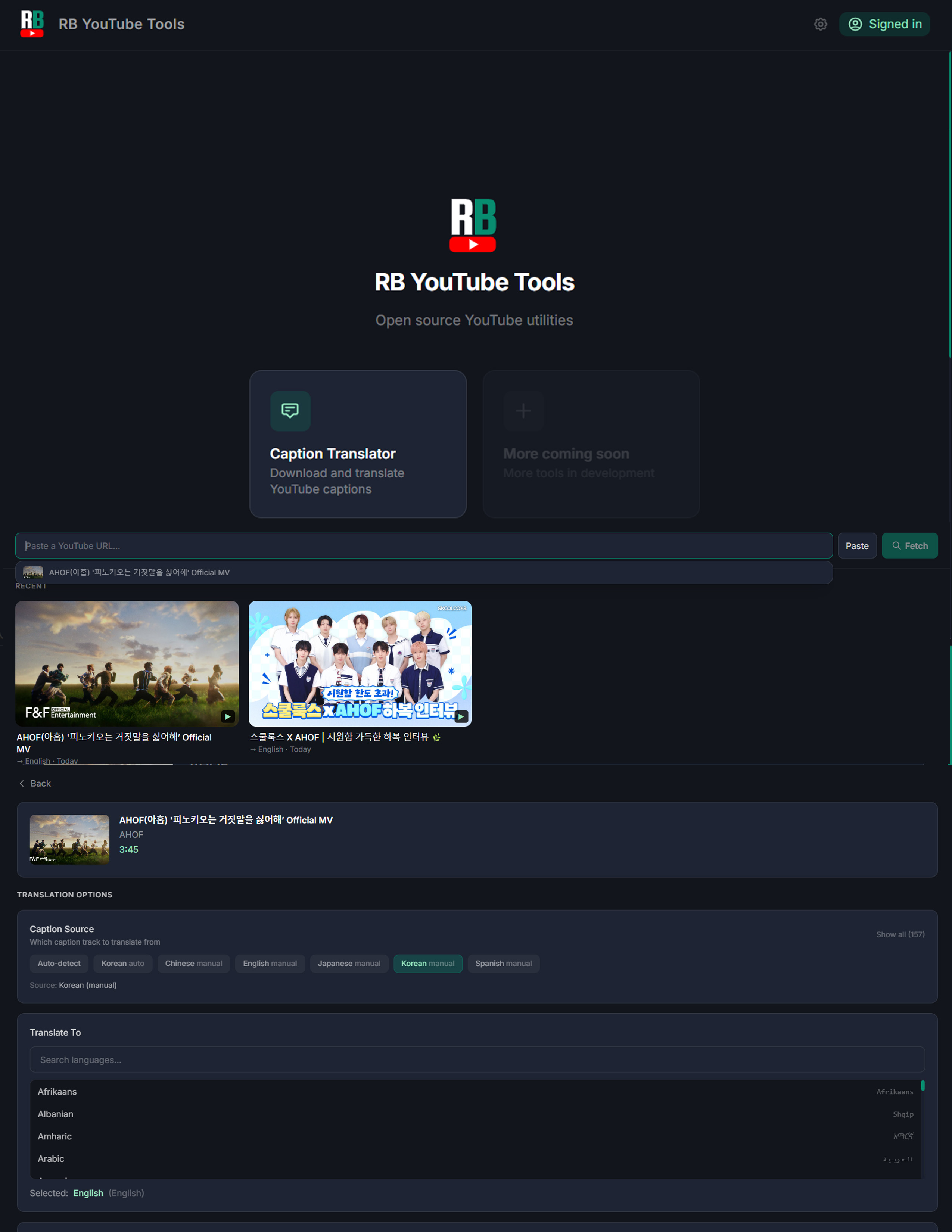 RB YouTube Tools - An Open Source YouTube Processing Toolbox